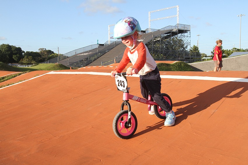 Riley Shaffer races around the track.