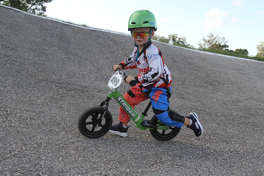 Harvey Sicora rounds the track.