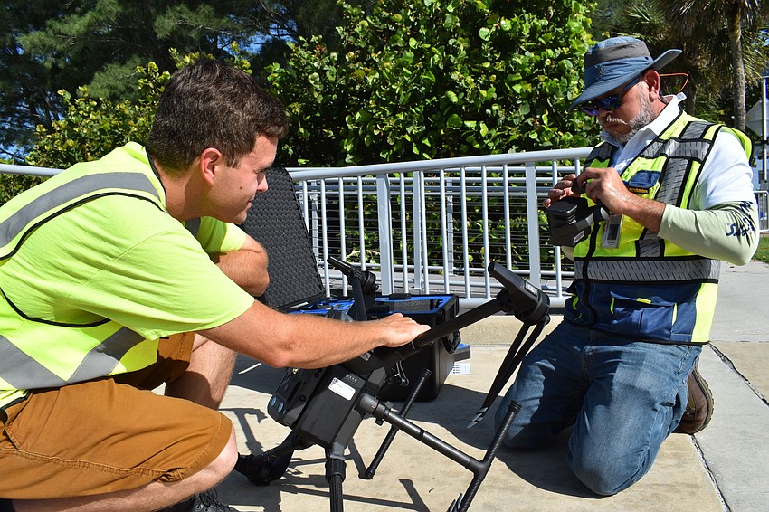 Alex Harkinson and Hjalmar Pachas prepared the DJI Matrice 300 RTK before it took off.