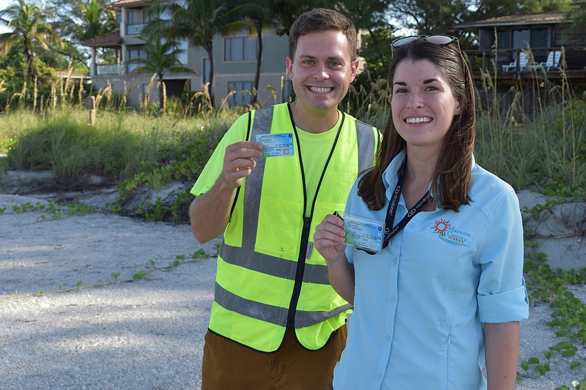 Alex Harkinson and Lea Harper showed their Federal Aviation Administration licenses.
