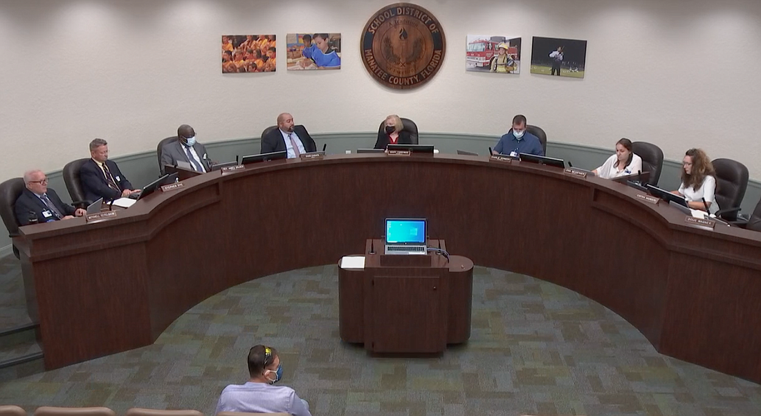 The School Board of Manatee County discusses COVID-19 protocols during a special meeting.