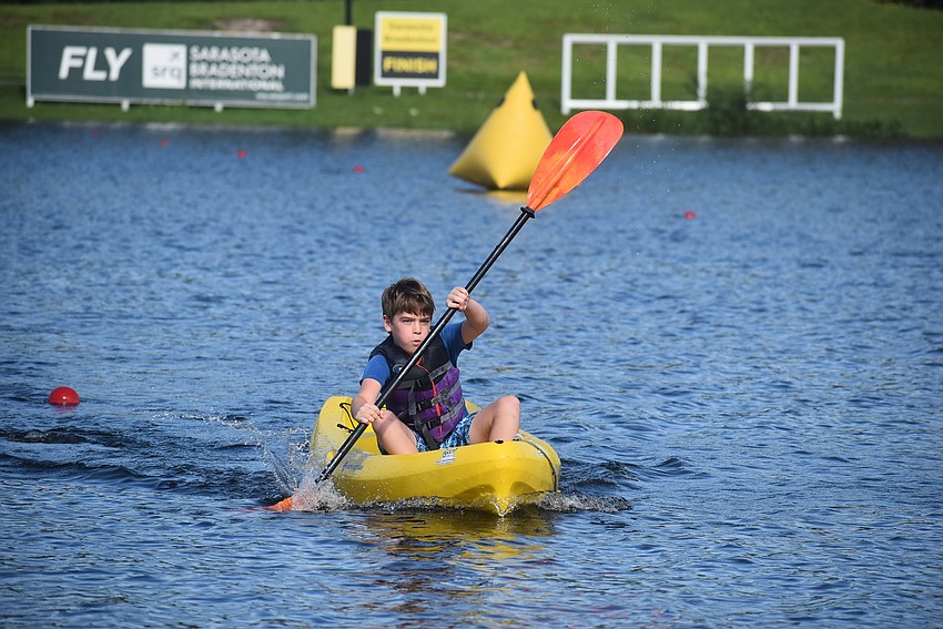Waterside's Hank Berzins, 9, finishes second in his age group. He said he was going 