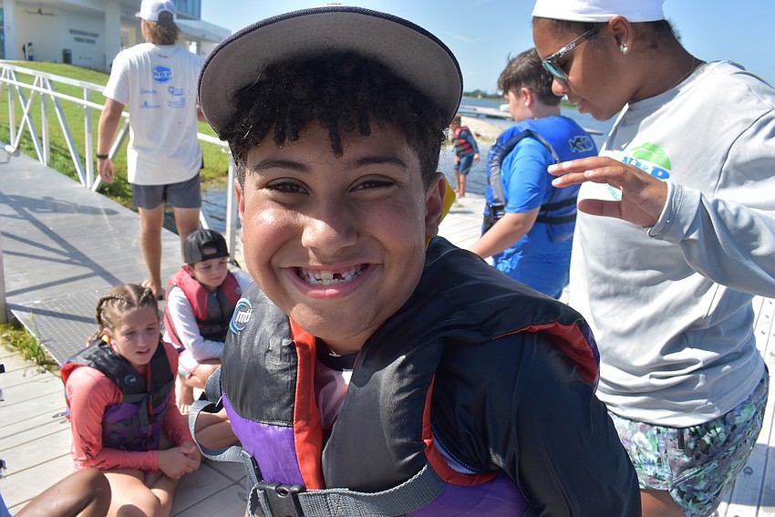 Sarasota's Blake Brown, 9, smiles after enjoying his time in the 