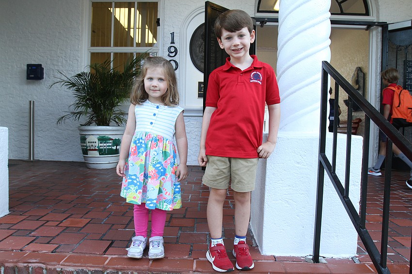 Ellie Hynds says goodbye to her bother Hank Hynds as he starts first grade at Southside Elementary School.
