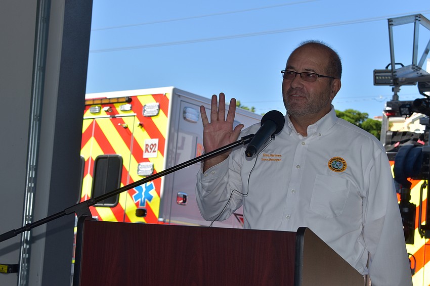 Town Manager Tom Harmer spoke during Wednesday morning's grand opening ceremony.