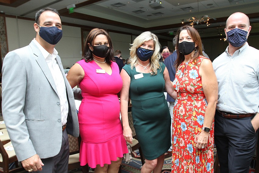 Award recipient Joe Hembree, Priya Acharya, Chamber president and CEO Heather Kasten, Laura Randall and Peter Klein
