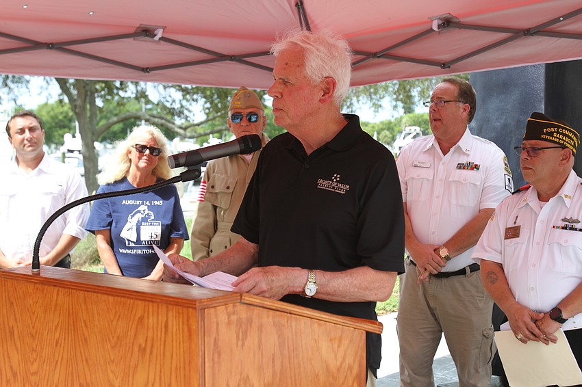 Charles Bailey speaks to his role in bringing the statue to Sarasota.