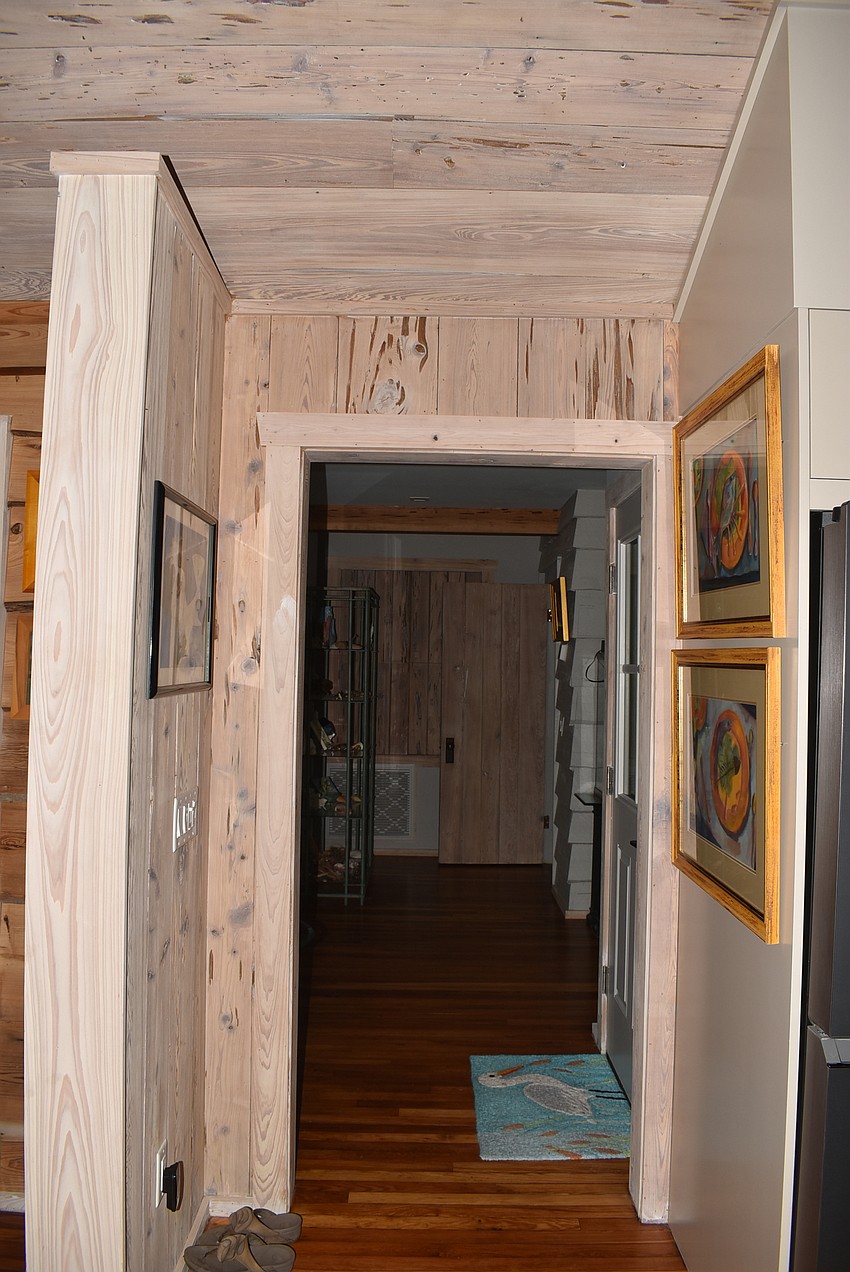 The Prices used cypress for the living room walls.