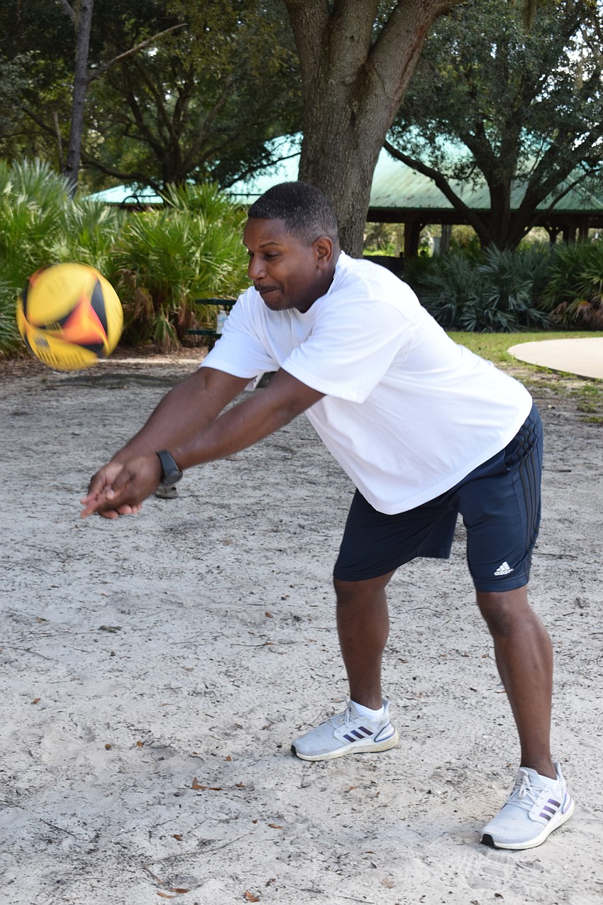 Lakewood National's Leslie McBean bumps the ball.