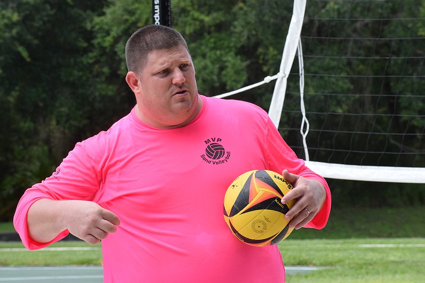 Chris McComas with Lakewood Ranch Community Activities explains that players need to find what works for them to be able to bump, set and hit the ball over the net.
