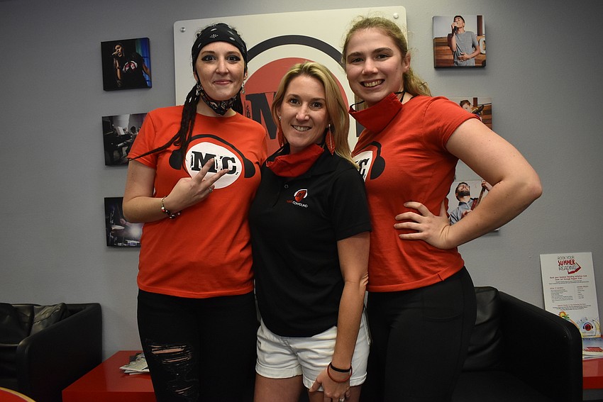 Music Compound instructor Alicia Schiavone, founder Jenny Townsend and studio manager Kailee Betts