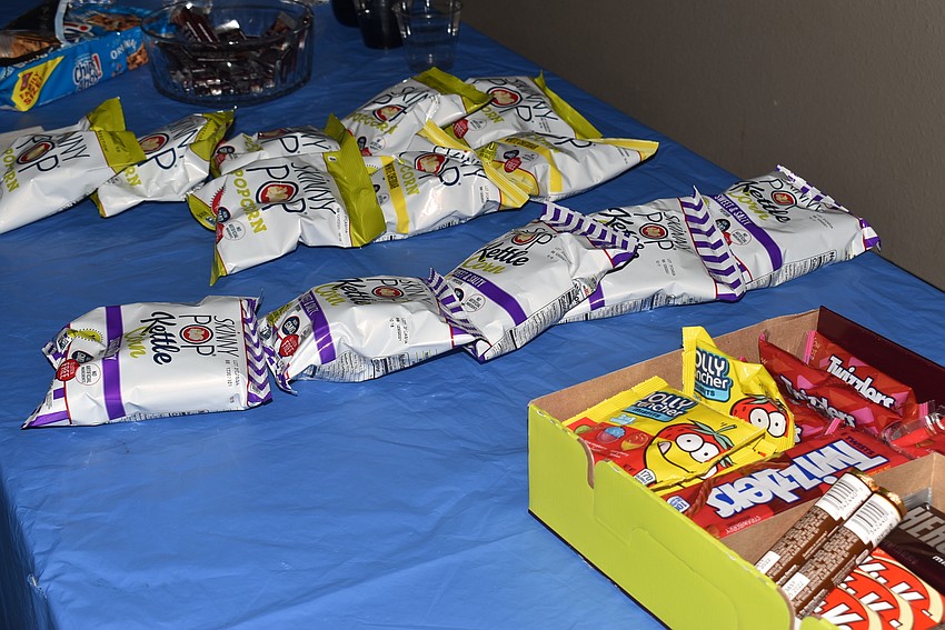 Bodnyk set out popcorn and candy to get the movie theatre feeling going.