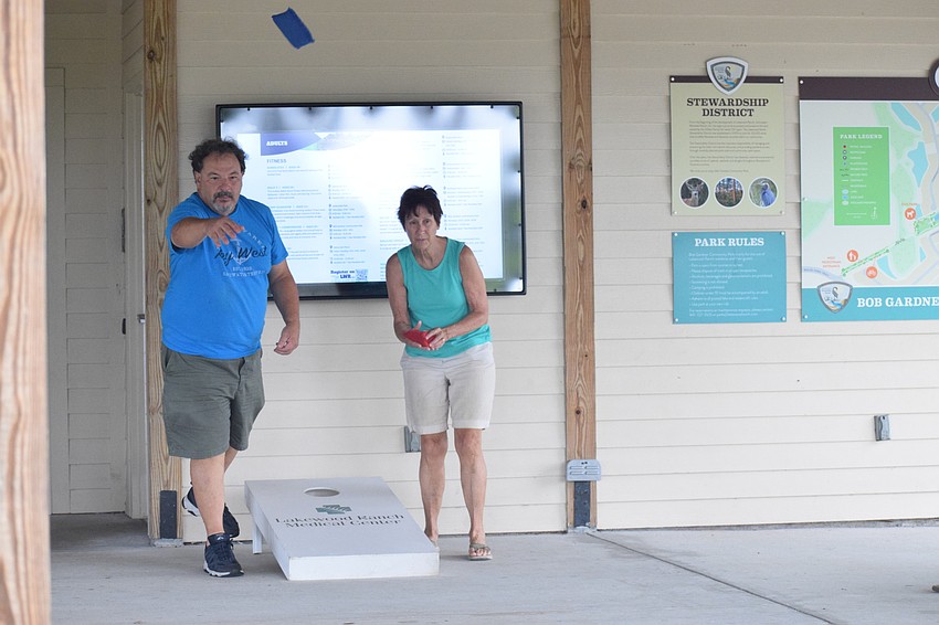 Lakewood Ranch's Marty Saia competes against his wife, Mollie Saia, in a final game.