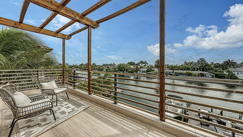 A terrace overlooks the canal.