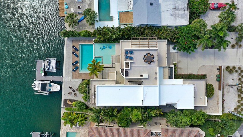 Built in 2013, the home at 161 S. Polk Drive has two pools and 4,617 square feet of living area.