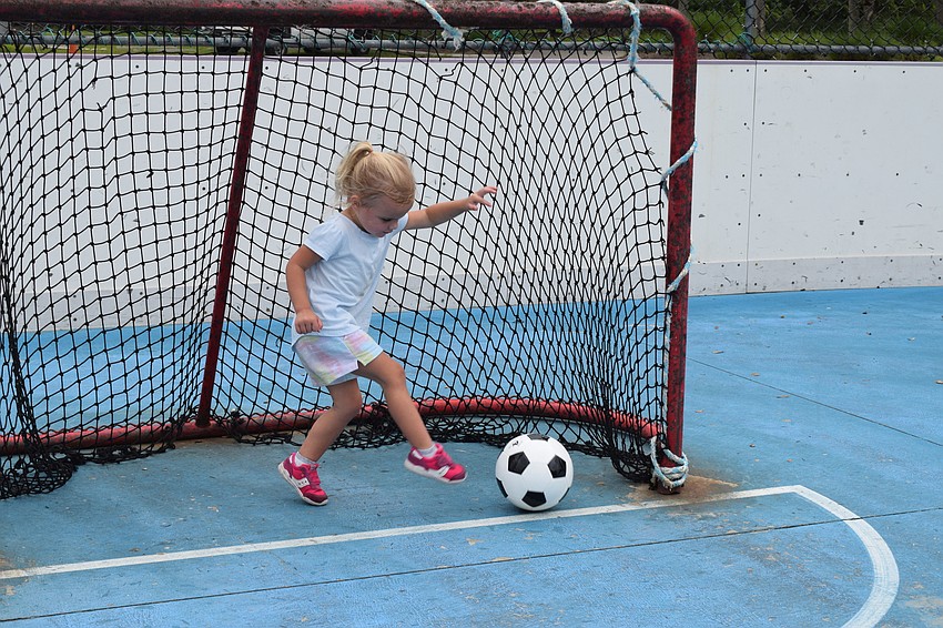 Lakewood Ranch's Kali Hill, who is 2, defends the goal.