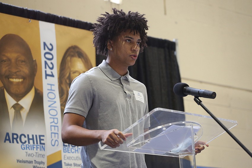 Isaiah Levine spoke before the Archie Griffin's video where he accepted his award.