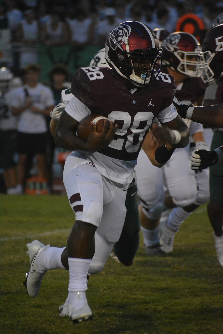 Braden River freshman running back Trayvon Pinder ran for 200 yards on 18 carries in his varsity debut.