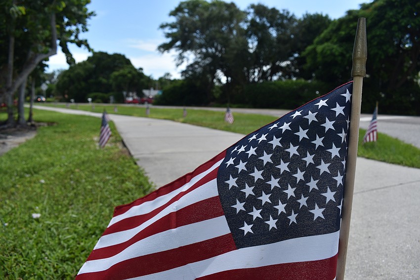 The flags line the east side of the Key.