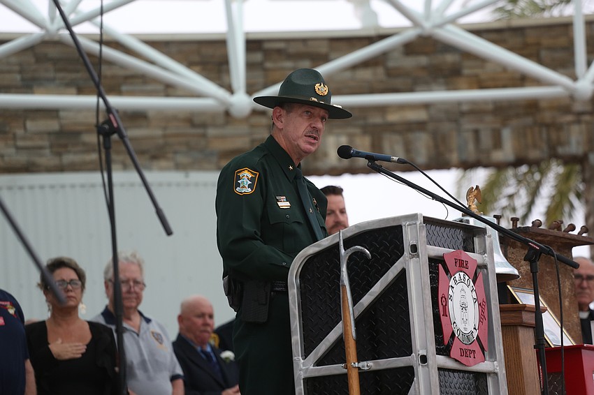 Sarasota Sheriff Kurt Hoffman speaks to the assembled audience.