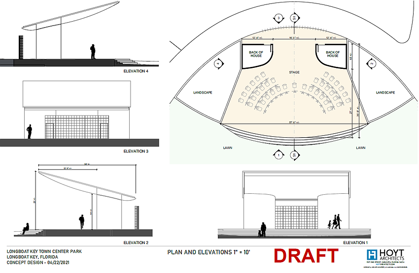 Hoyt Architects provided the Town Commission with these renderings of a stage concept. Photo provided by the town of Longboat Key.