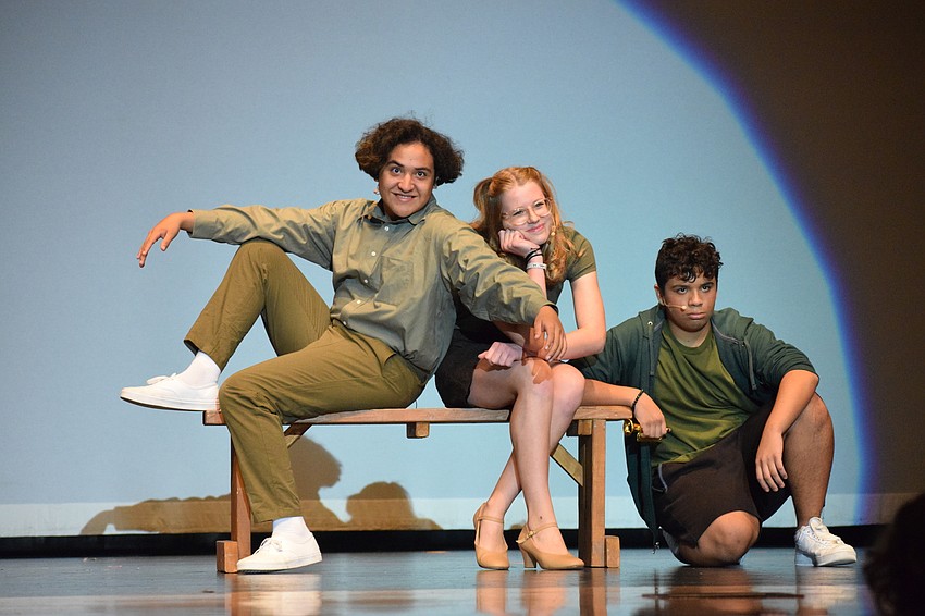 Gabriel Cortez, Raegan Caffrey and Ezekiel Lopez have fun performing 