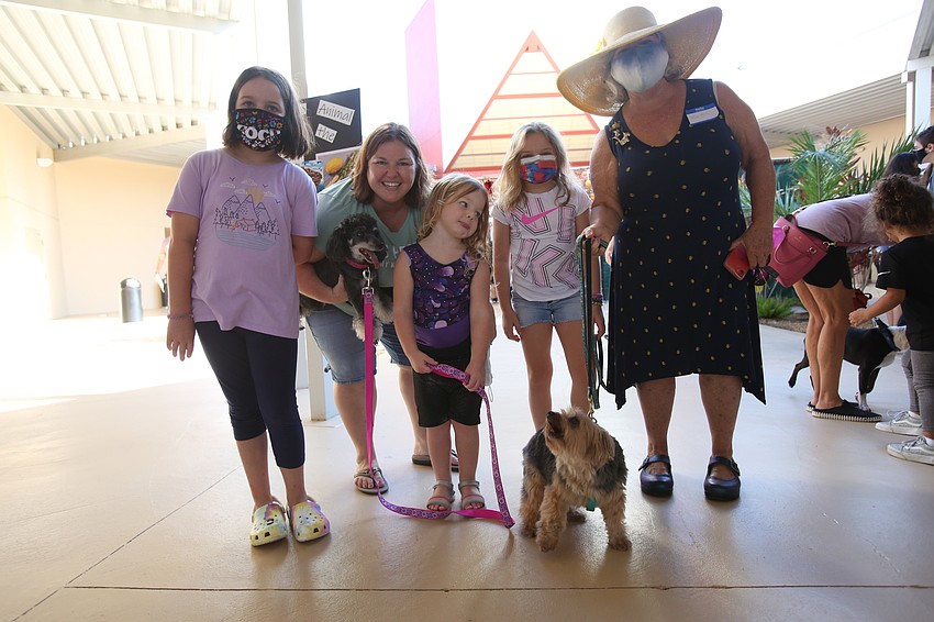 Gabriella Chipurnoi, Michala Chipurnoi with Mitzi the poodle, Penelope Chipurnoi, Rae Fieber, Martha Magenheim and Sydney the poodle.