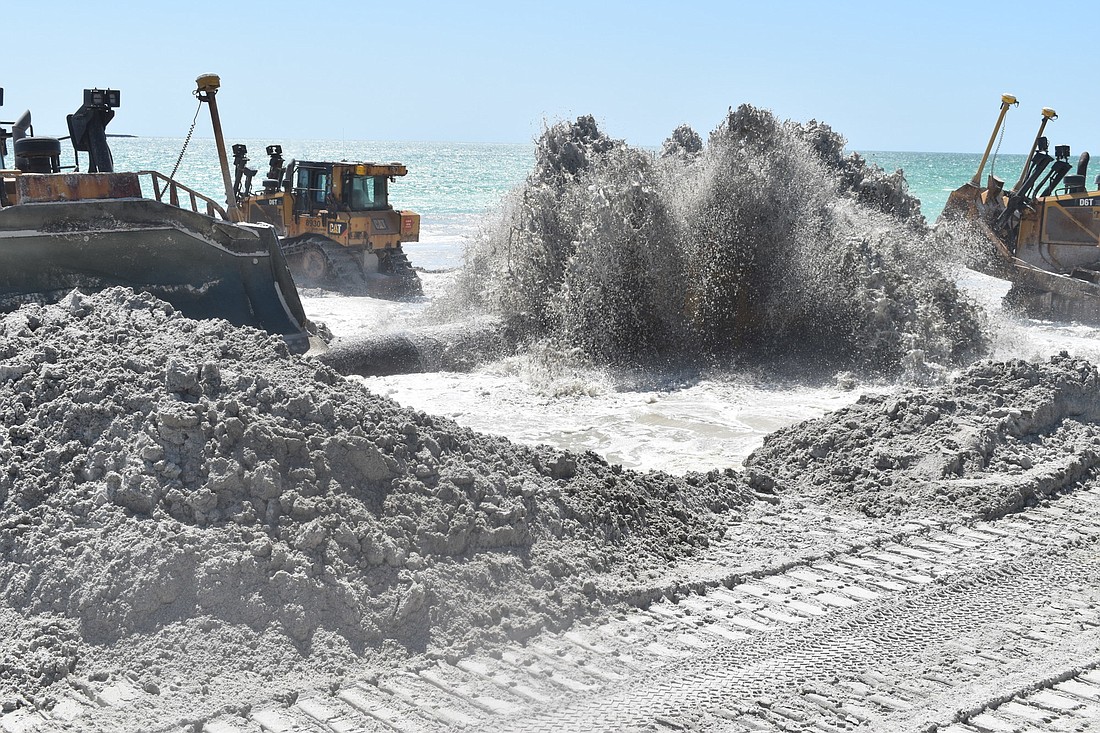 The town&#39;s contractors have dredged sand throughout the summer.