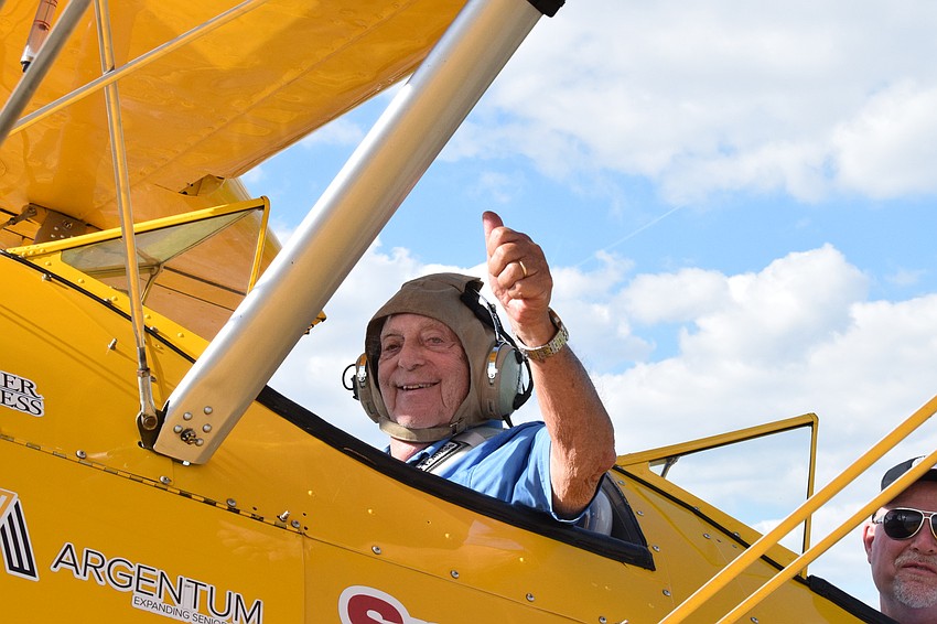 Joe Abrams, who's a Cypress Springs Gracious Retirement Living resident and Korean War veteran, gives a thumbs up. 