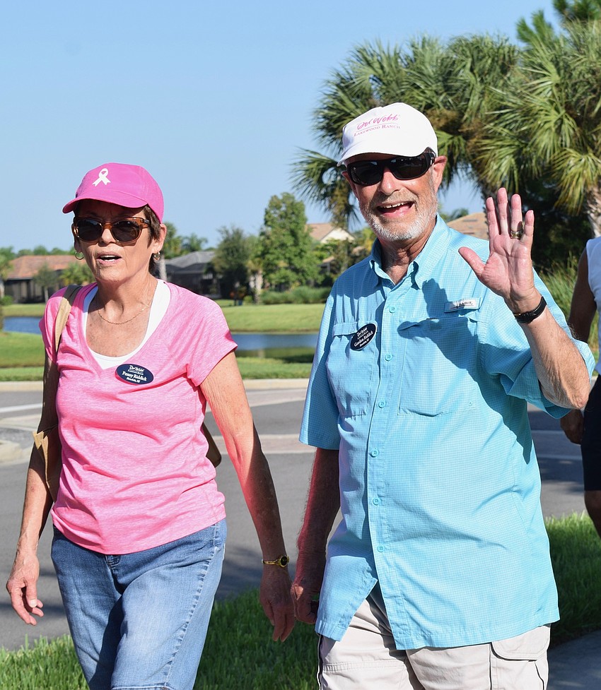 Del Webb's Penny Riddick and Gordon Riddick are ready to participate in the walkathon.