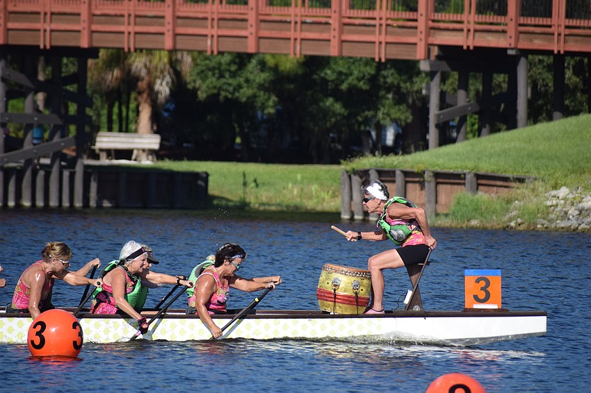 Survivors in Sync crosses the finish line of another victory at Nathan Benderson Park.