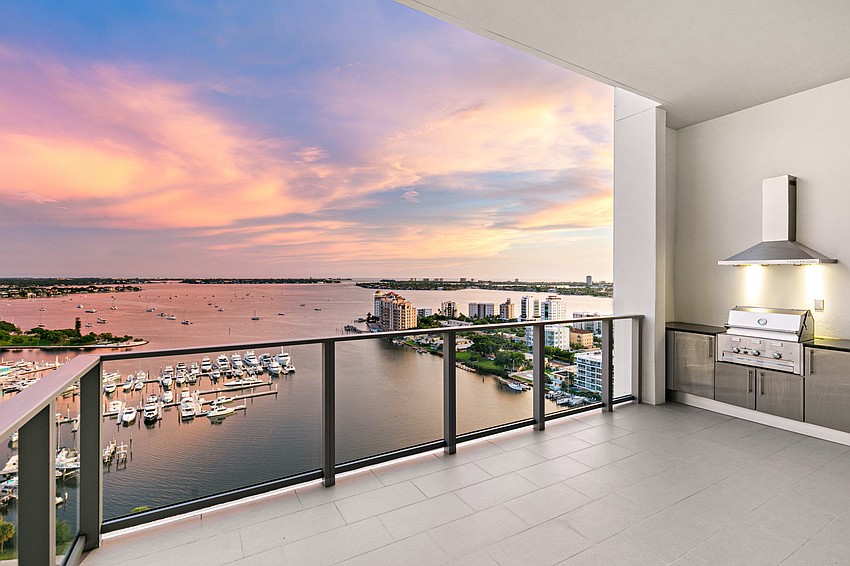 The terrace provides an unobstructed view of the bayfront.