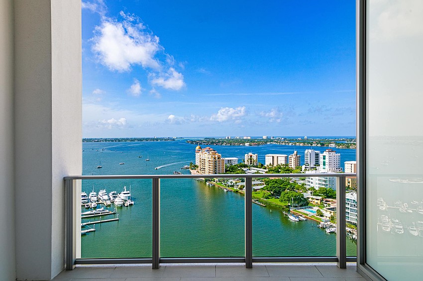 The terrace provides an unobstructed view of the bayfront.