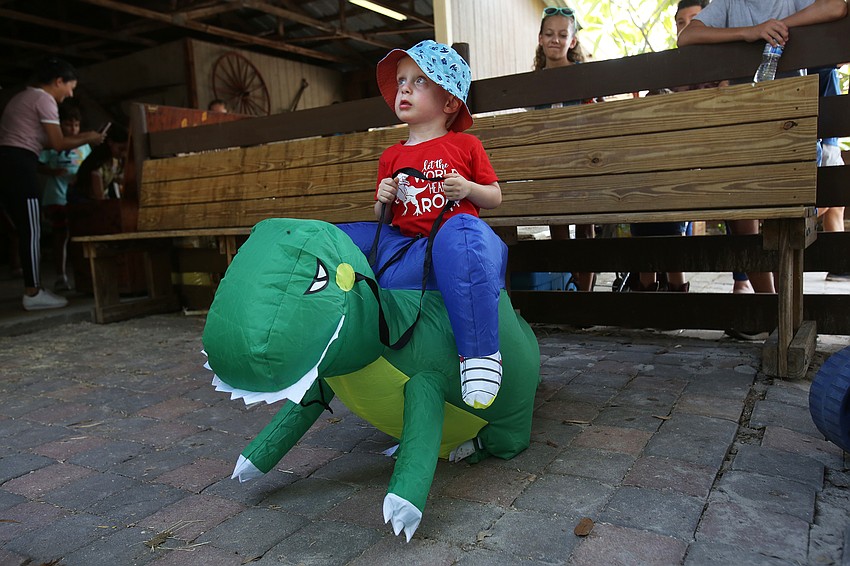 Noah Garnto shuffled around on his dinosaur.