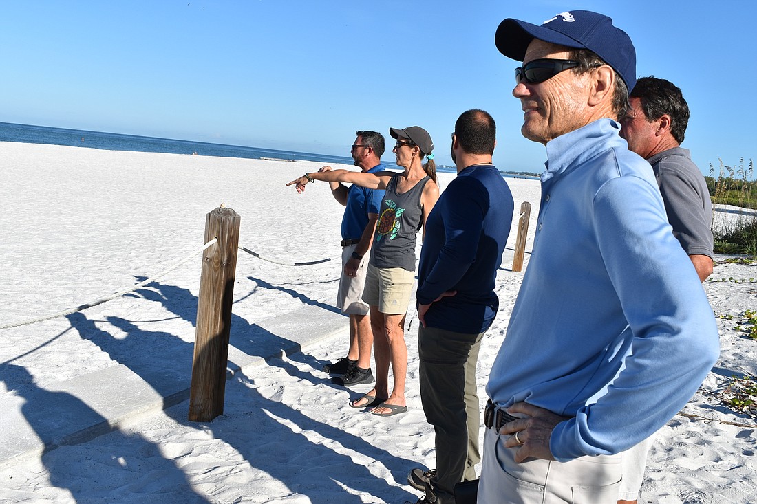 Longboat Key Town Projects Manager Charlie Mopps, Longboat Key Turtle Watch Vice PresidentÂ Cyndi Seamon, Omar Lopez of Taylor Engineering, 360 North resident Roger Field and Planning and Zoning Board member Paul Hylbert met Friday