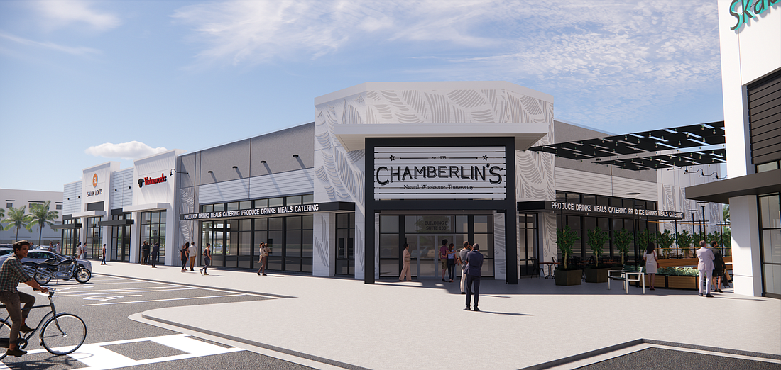 A rendering of the Chamberlin&#39;s Natural Foods will anchor 30,000 square feet of Center Point at Lakewood Ranch. Graphic Provided.