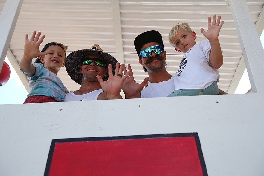 Wyatt Jones, Brandon Stockfish, Trevor Pedra and Grayson Piedra wave hello.