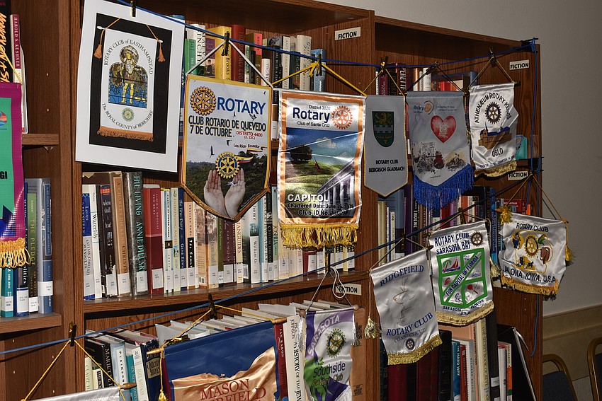 The club displayed flags from other Rotary organizations they've collaborated with.