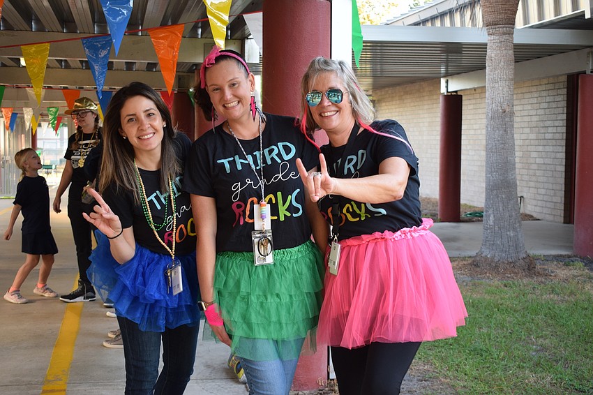 Third grade teachers Xiomara Cappiello, Liz Cochran and Denise Miller dress the same for Rock Our School Day.