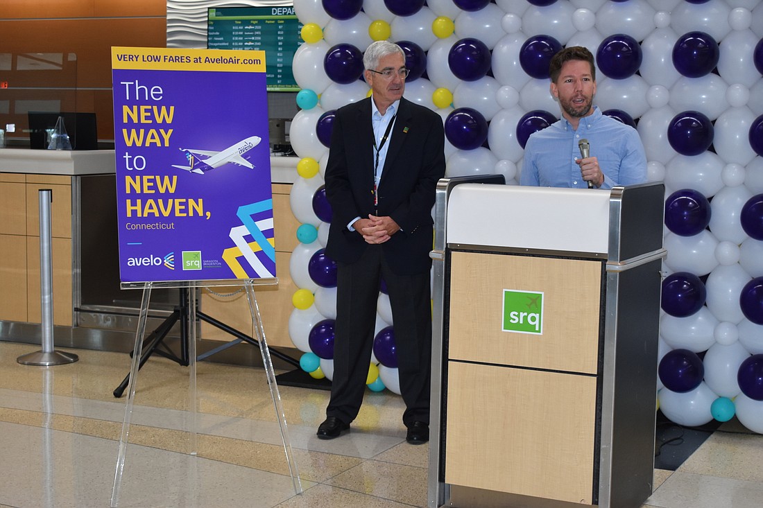 Sarasota Bradenton International Airport President and CEO Rick Piccolo and Avelo airport relations spokesperson Bud Hafer announced Thursday the addition of nonstop flights between Sarasota and New Haven, Connecticut.