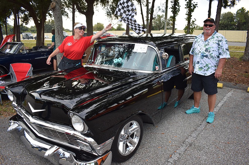 Nancy Turk of Our Lady of the Angels might have been premature to give Bill Welden's '56 Chevy Handyman Wagon the checkered flag. The show was just beginning.