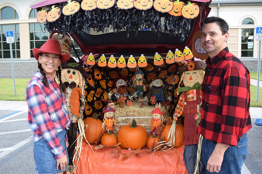 GreyHawk Landing's Michell and Chris Murnen, parishioners at Our Lady of the Angels Catholic Church, decorated their trunk for the Trunk or Treat part of the event.