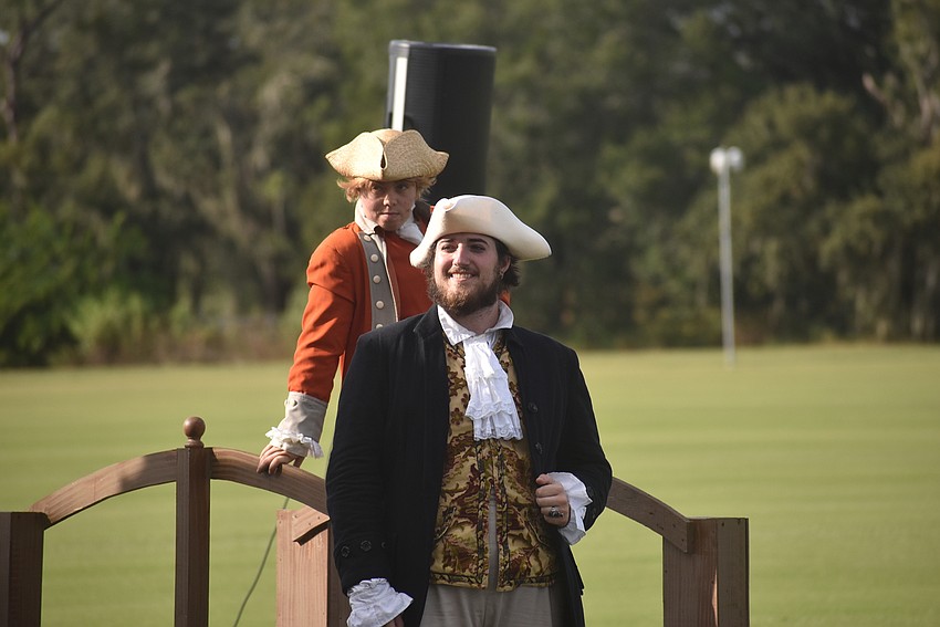 Brom Bones (Tanner Fults) makes his grand entrance with Yost (Lev Siegel) into The Legend of Sleepy Hollow on Saturday.