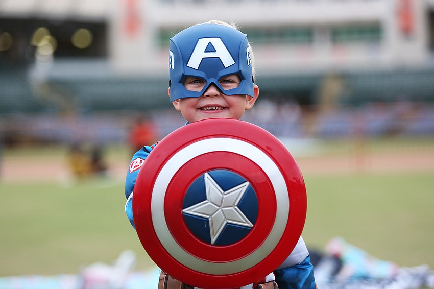 Bradley Cole poses as Captain America.