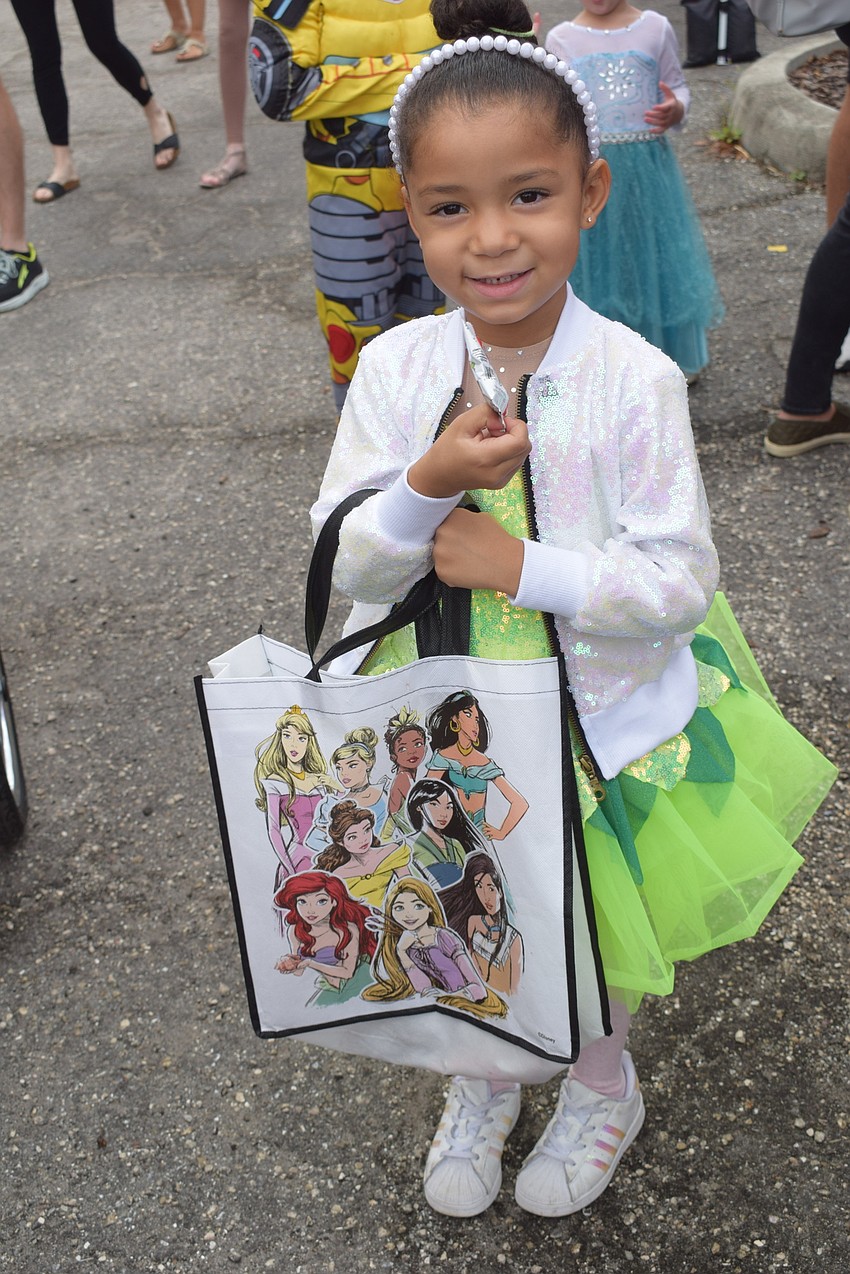 Lakewood Ranch 4-year-old Julianne Fortunate has the perfect bag to carry her candy.