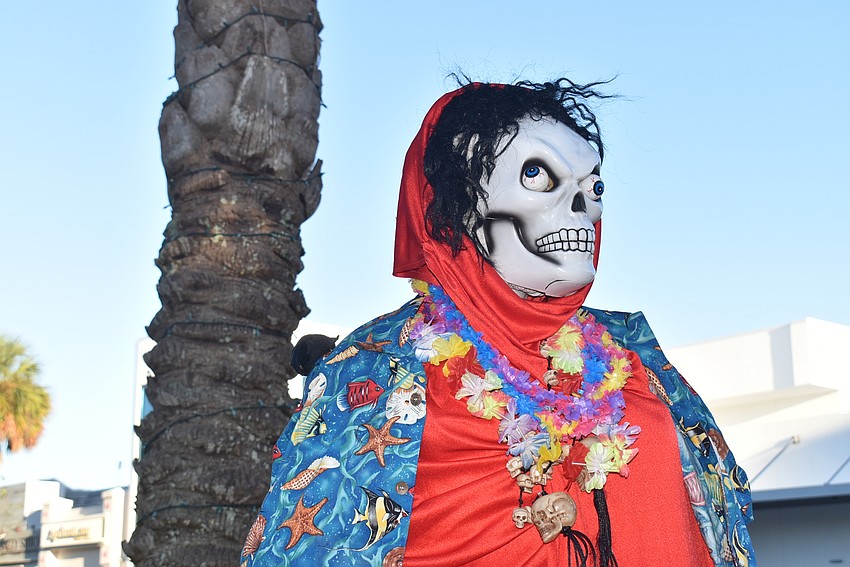 Statues were dressed in their spooky best.