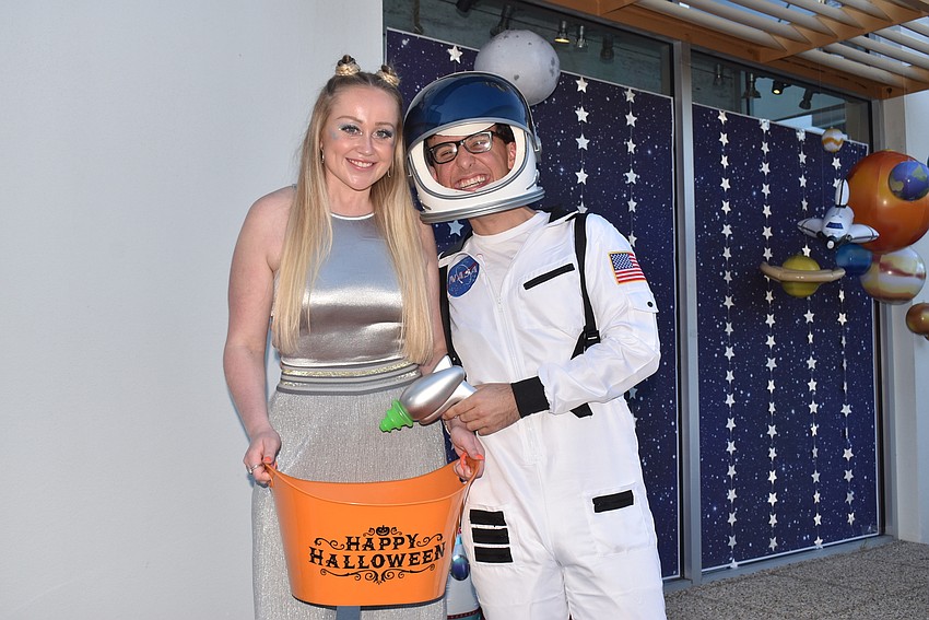 Caitlyn Brown and Richard DeVita gave out candy at Shore.