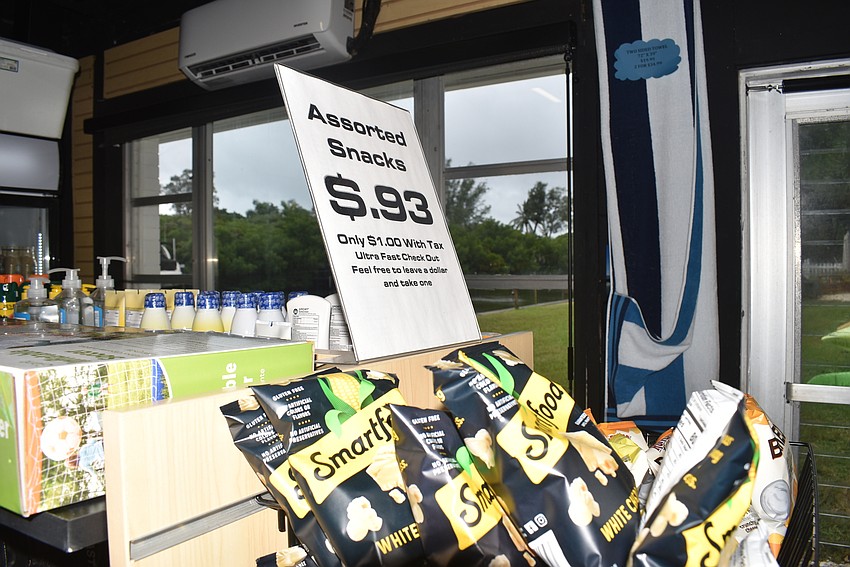 Cheap snacks are available for hungry boaters.