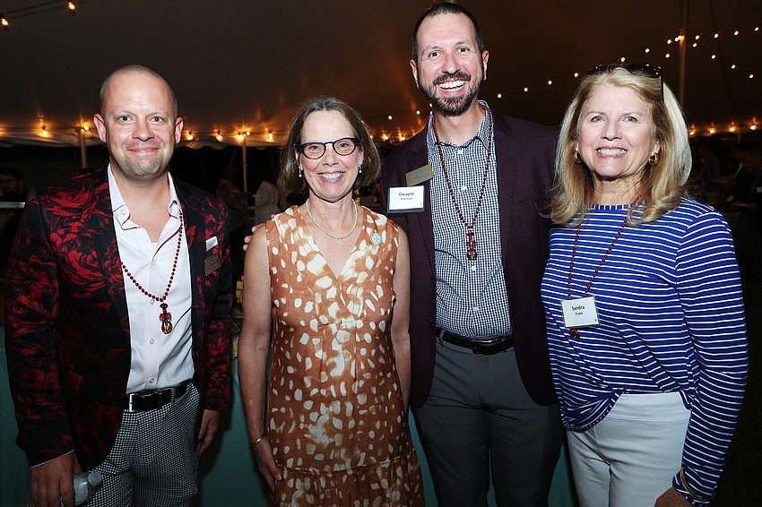 Kevin Hughes, New College president Patricia Okker, Dwayne Peterson and Sandra Frank