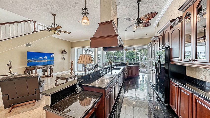 Natural light is abundant in the kitchen and family room.
